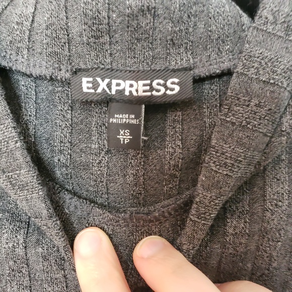 Express Mock Neck Asymmetrical Ribbed Top - Picture 9 of 11